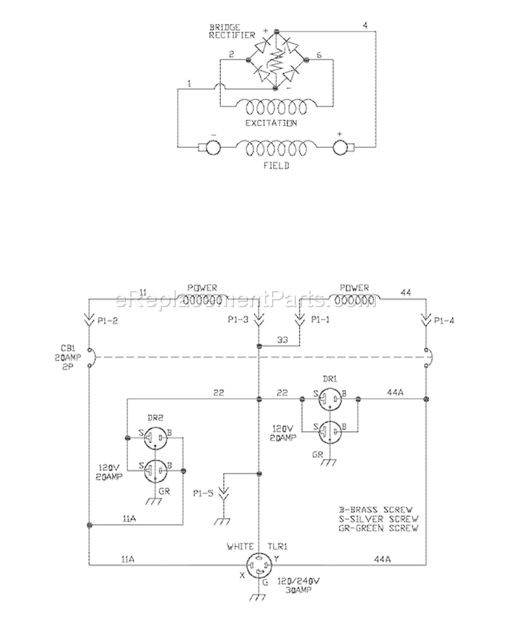 Page E Diagram and Parts List for 030333-0  Briggs and Stratton Generator